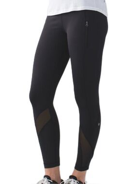 Lululemon Invigorate 7/8 Tight Low Rise Mesh Panel Leggings Black Size 4